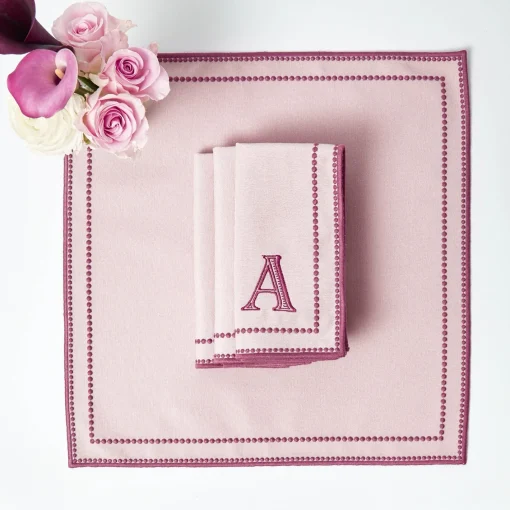 Summer Table Linen | Table Linen Sets<Mrs. Alice Mariana Pink Placemats & Napkins (Set of 4)