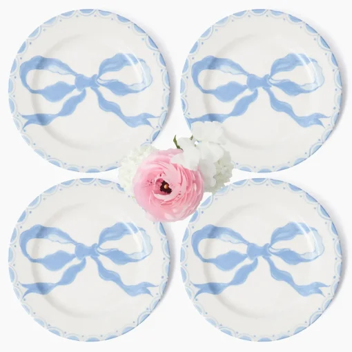 Summer Crockery | Dinner Plates<Mrs. Alice Marilyn Blue Bow Dinner Plates (Set of 4)