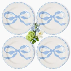 Summer Crockery | Dinner Plates<Mrs. Alice Marilyn Blue Bow Dinner Plates (Set of 4)