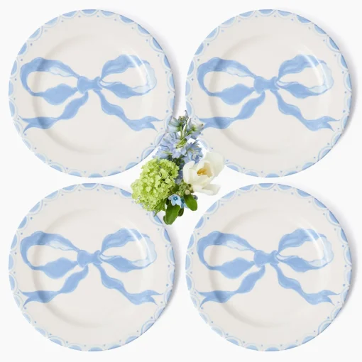 Summer Crockery | Dinner Plates<Mrs. Alice Marilyn Blue Bow Dinner Plates (Set of 4)