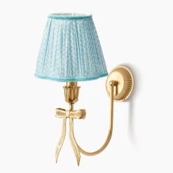 Rechargeable Table Lamps | Wall Lighting<Mrs. Alice Marilyn Bow Rechargeable Wall Light with Soft Blue Lotus Shade (18cm)