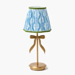 Rechargeable Table Lamps<Mrs. Alice Marilyn Bow Rechargeable Lamp with Blue & Green Ikat Shade (18cm)