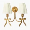 Rechargeable Table Lamps | Wall Lighting<Mrs. Alice Marilyn Bow Rechargeable Double Wall Light with Cream Shades (14cm)