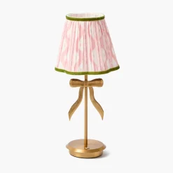 Rechargeable Table Lamps<Mrs. Alice Marilyn Bow Rechargeable Lamp with Pink & Green Ikat Shade (18cm)