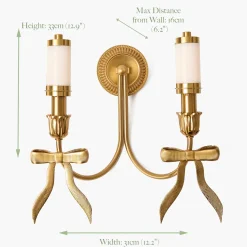 Rechargeable Table Lamps | Wall Lighting<Mrs. Alice Marilyn Bow Rechargeable Double Wall Light with Cream Shades (14cm)