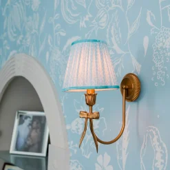 Rechargeable Table Lamps | Wall Lighting<Mrs. Alice Marilyn Bow Rechargeable Wall Light with Soft Blue Lotus Shade (18cm)
