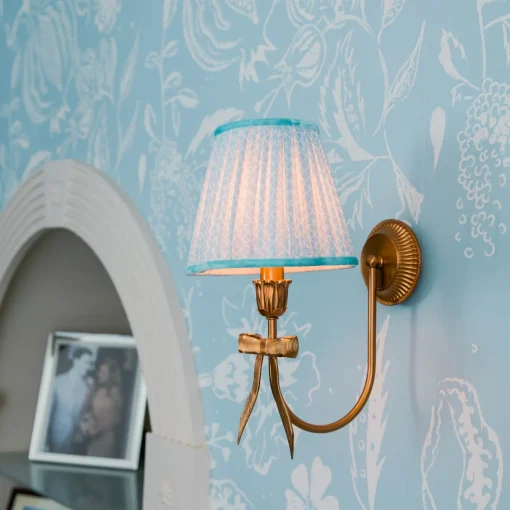 Rechargeable Table Lamps | Wall Lighting<Mrs. Alice Marilyn Bow Rechargeable Wall Light with Soft Blue Lotus Shade (18cm)