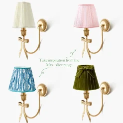 Rechargeable Table Lamps | Wall Lighting<Mrs. Alice Marilyn Bow Rechargeable Wall Light with Soft Blue Lotus Shade (18cm)