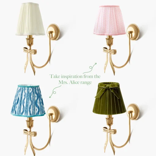 Rechargeable Table Lamps | Wall Lighting<Mrs. Alice Marilyn Bow Rechargeable Wall Light with Soft Blue Lotus Shade (18cm)
