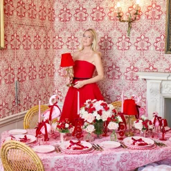 Rechargeable Table Lamps<Mrs. Alice Marilyn Bow Rechargeable Lamp with Red Velvet Bow Shade (18cm)