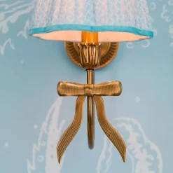 Rechargeable Table Lamps | Wall Lighting<Mrs. Alice Marilyn Bow Rechargeable Wall Light with Soft Blue Lotus Shade (18cm)