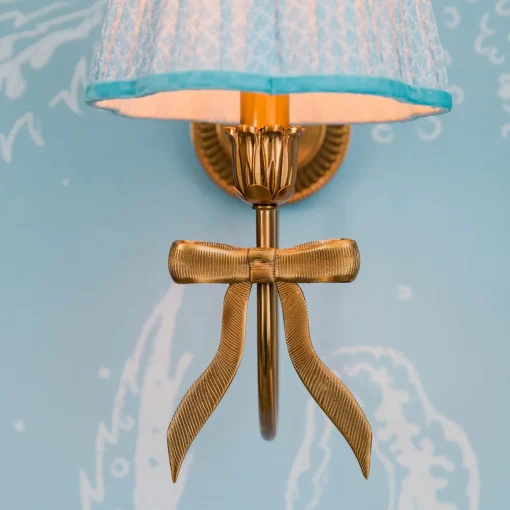Rechargeable Table Lamps | Wall Lighting<Mrs. Alice Marilyn Bow Rechargeable Wall Light with Soft Blue Lotus Shade (18cm)