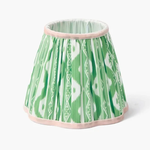 Rechargeable Table Lamps<Mrs. Alice Marilyn Bow Rechargeable Lamp with Green & Pink Ikat Shade (18cm)