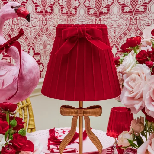 Rechargeable Table Lamps<Mrs. Alice Marilyn Bow Rechargeable Lamp with Red Velvet Bow Shade (18cm)