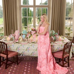 Rechargeable Table Lamps<Mrs. Alice Marilyn Bow Rechargeable Lamp with Green & Pink Ikat Shade (18cm)