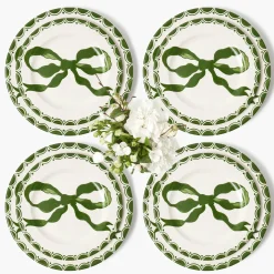 Crockery Sets<Mrs. Alice Marilyn Forest Green Bow Dinner & Starter Plates (Set of 8)