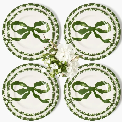 Crockery Sets<Mrs. Alice Marilyn Forest Green Bow Dinner & Starter Plates (Set of 8)