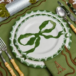 Crockery Sets<Mrs. Alice Marilyn Forest Green Bow Dinner & Starter Plates (Set of 8)