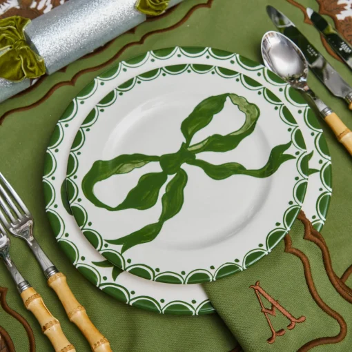 Crockery Sets<Mrs. Alice Marilyn Forest Green Bow Dinner & Starter Plates (Set of 8)