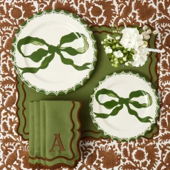 Crockery Sets<Mrs. Alice Marilyn Forest Green Bow Dinner & Starter Plates (Set of 8)