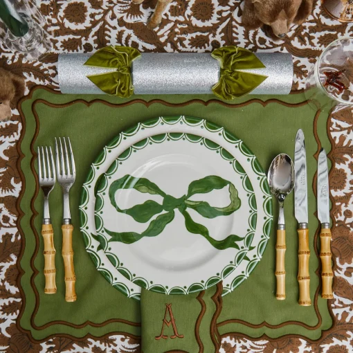 Crockery Sets<Mrs. Alice Marilyn Forest Green Bow Dinner & Starter Plates (Set of 8)