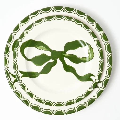 Crockery Sets<Mrs. Alice Marilyn Forest Green Bow Dinner & Starter Plates (Set of 8)