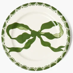 Dinner Plates | Crockery Sets<Mrs. Alice Marilyn Forest Green Bow Dinner Plates (Set of 4)