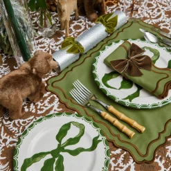 Crockery Sets<Mrs. Alice Marilyn Forest Green Bow Dinner & Starter Plates (Set of 8)