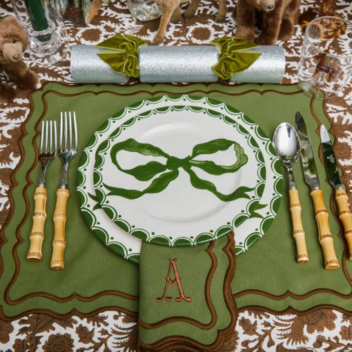 Crockery Sets<Mrs. Alice Marilyn Forest Green Bow Dinner & Starter Plates (Set of 8)