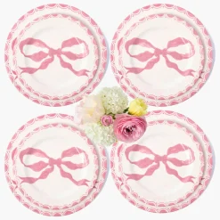 Summer Crockery | Crockery Sets<Mrs. Alice Marilyn Pink Bow Dinner & Starter Plates (Set of 8)