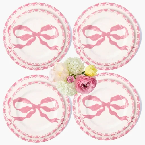 Summer Crockery | Crockery Sets<Mrs. Alice Marilyn Pink Bow Dinner & Starter Plates (Set of 8)