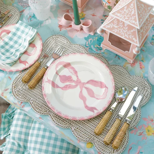 Summer Crockery | Crockery Sets<Mrs. Alice Marilyn Pink Bow Dinner & Starter Plates (Set of 8)