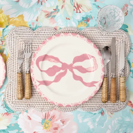 Summer Crockery | Crockery Sets<Mrs. Alice Marilyn Pink Bow Dinner & Starter Plates (Set of 8)