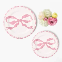 Summer Crockery | Starter Plates<Mrs. Alice Marilyn Pink Bow Starter Plates (Set of 4)