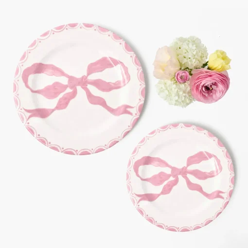 Summer Crockery | Starter Plates<Mrs. Alice Marilyn Pink Bow Starter Plates (Set of 4)