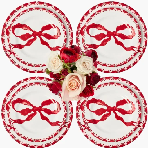 Crockery Sets<Mrs. Alice Marilyn Red Bow Dinner & Starter Plates (Set of 8)