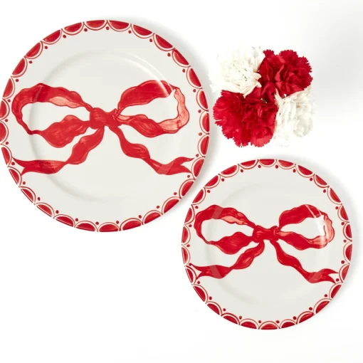 Crockery Sets<Mrs. Alice Marilyn Red Bow Dinner & Starter Plates (Set of 8)