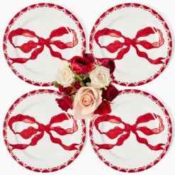 Dinner Plates | Crockery Sets<Mrs. Alice Marilyn Red Bow Dinner Plates (Set of 4)