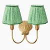Rechargeable Table Lamps | Wall Lighting<Mrs. Alice Marina Rechargeable Double Wall Light with Green Lotus Shades (18cm)