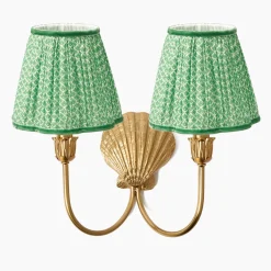 Rechargeable Table Lamps | Wall Lighting<Mrs. Alice Marina Rechargeable Double Wall Light with Green Lotus Shades (18cm)