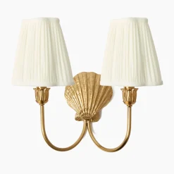 Rechargeable Table Lamps | Wall Lighting<Mrs. Alice Marina Rechargeable Double Wall Light with Cream Shades (14cm)