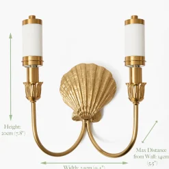 Rechargeable Table Lamps | Wall Lighting<Mrs. Alice Marina Rechargeable Double Wall Light with Green Lotus Shades (18cm)