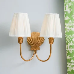 Rechargeable Table Lamps | Wall Lighting<Mrs. Alice Marina Rechargeable Double Wall Light with Cream Shades (14cm)