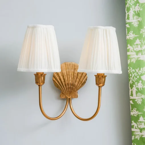 Rechargeable Table Lamps | Wall Lighting<Mrs. Alice Marina Rechargeable Double Wall Light with Cream Shades (14cm)