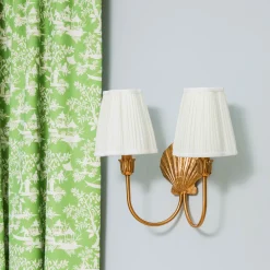 Rechargeable Table Lamps | Wall Lighting<Mrs. Alice Marina Rechargeable Double Wall Light with Cream Shades (14cm)