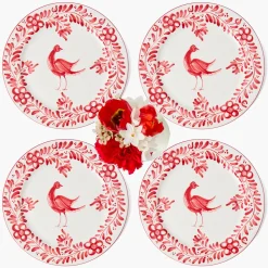 Dinner Plates | Crockery Sets<Mrs. Alice Martha Red Dinner Plates (Set of 4)