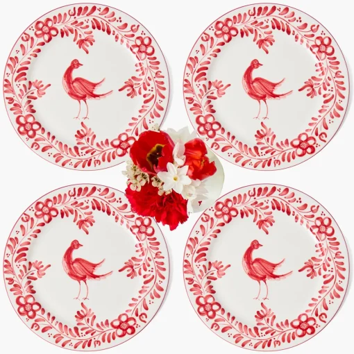 Dinner Plates | Crockery Sets<Mrs. Alice Martha Red Dinner Plates (Set of 4)