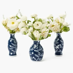 Vases | Vases & Planters<Mrs. Alice Midnight Blue Hand Painted Tole Bud Vases (Set of 3)
