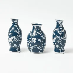 Vases | Vases & Planters<Mrs. Alice Midnight Blue Hand Painted Tole Bud Vases (Set of 3)
