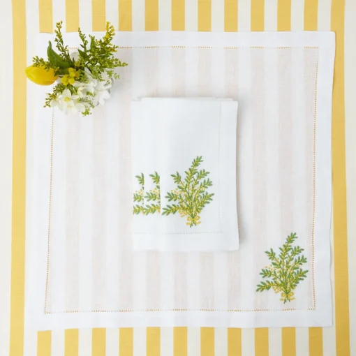 Napkins<Mrs. Alice Mimosa White Linen Napkins (Set of 4)